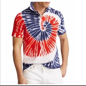 NWT Polo Ralph Lauren Custom Slim-Fit Basic Mesh Americana Tie-Dye Polo